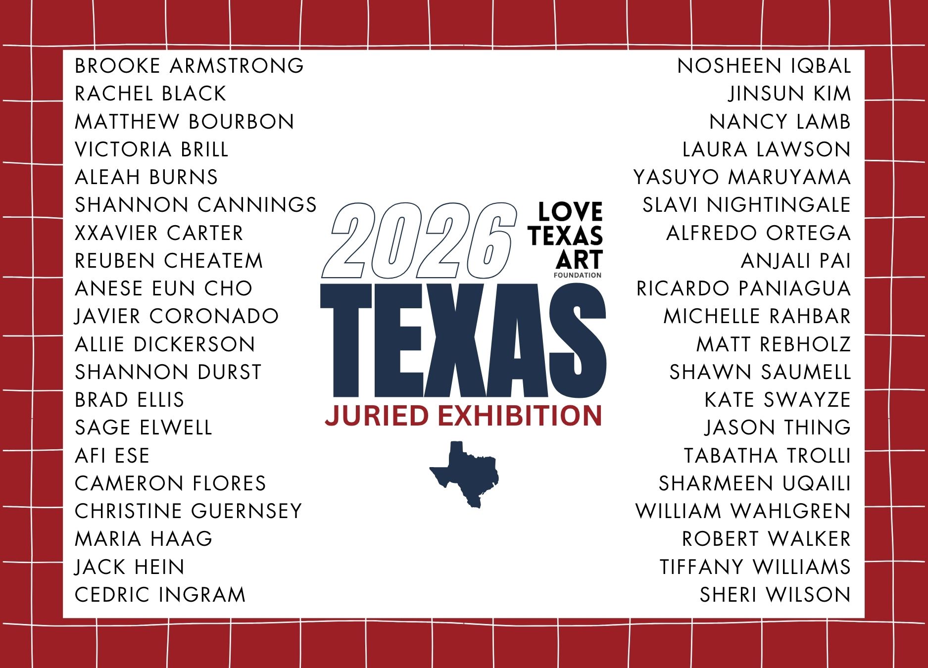 Love Texas Art Foundation Announces Artists Selected for the 2026 Texas JuriedExhibition